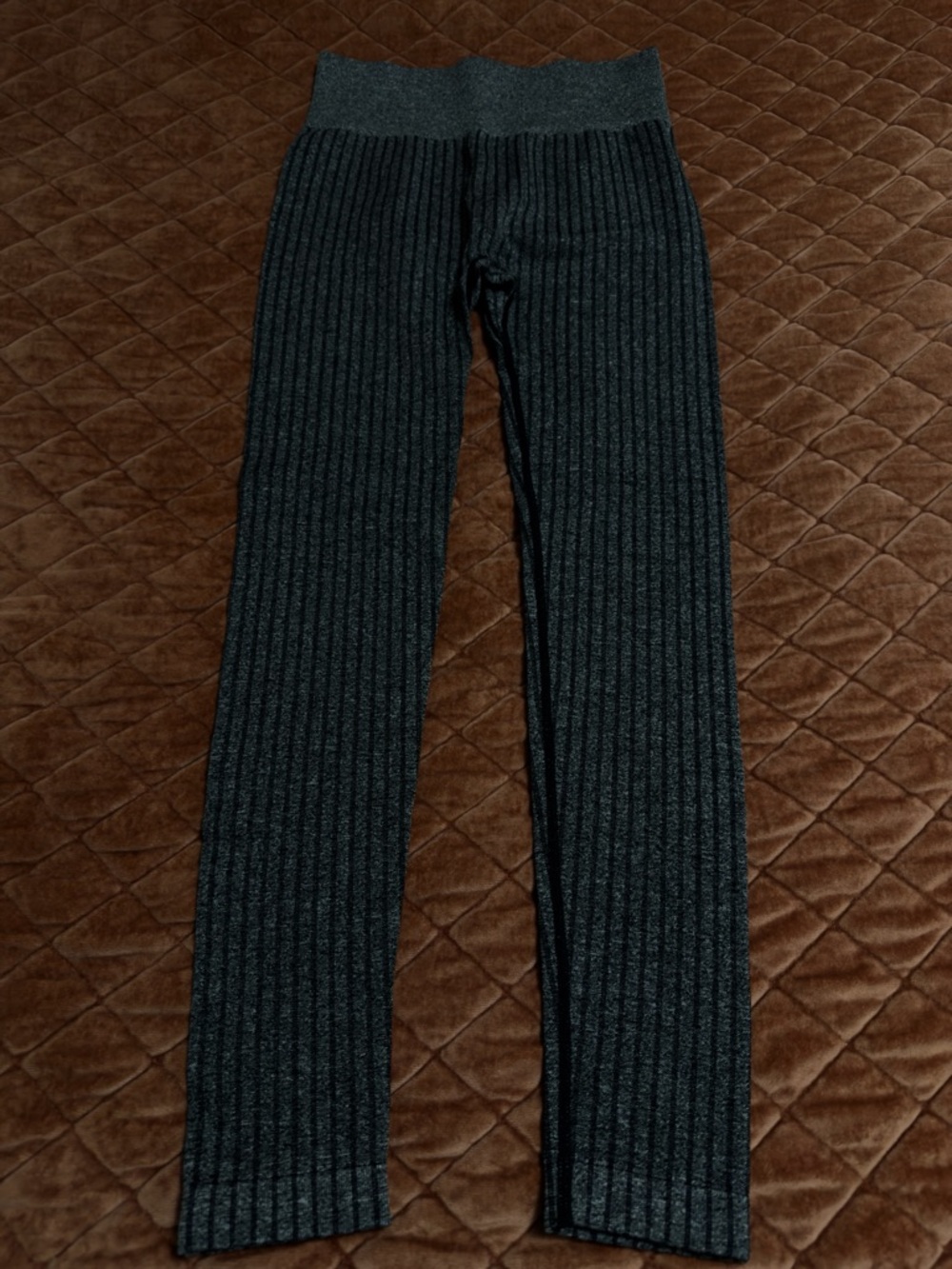 Men's Black Ribbed Knit Pants